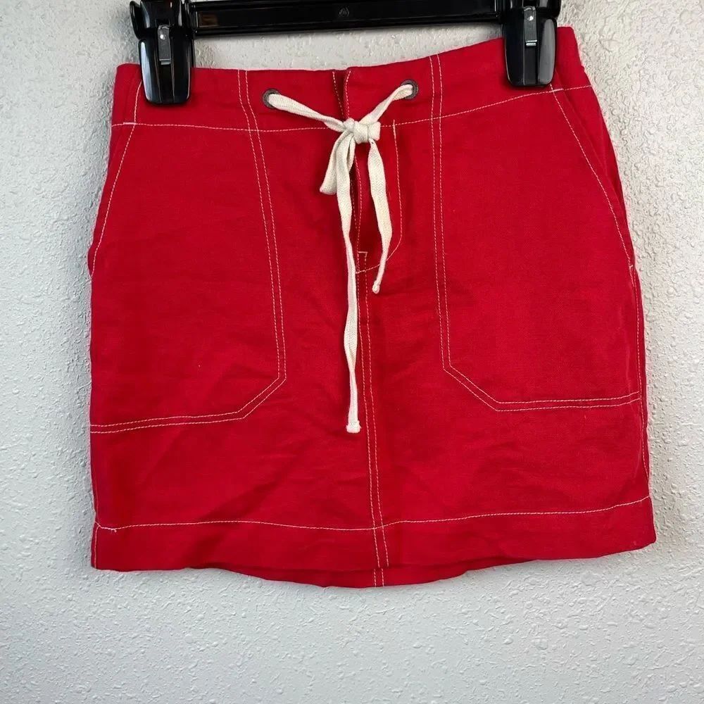 NWT Sanctuary Return to Love Lace Up Linen Blend Mini Skirt Size XS